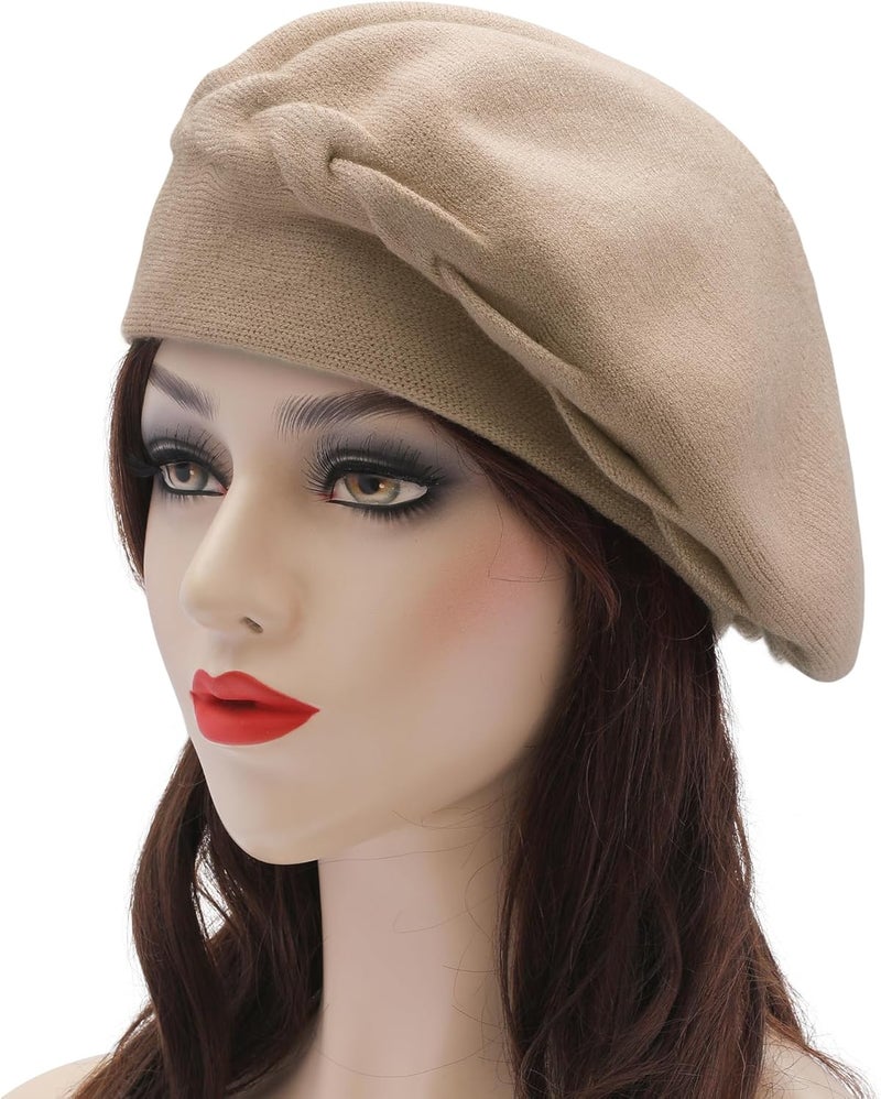 ZLYC French Beret hat, Reversible Solid Color Knit Warm Beret Cap for Womens Girls - Image 2